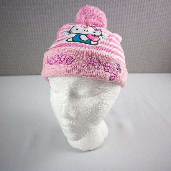 Hello Kitty Sanrio Logo Pink Toque Pompom - Picture 1 of 6